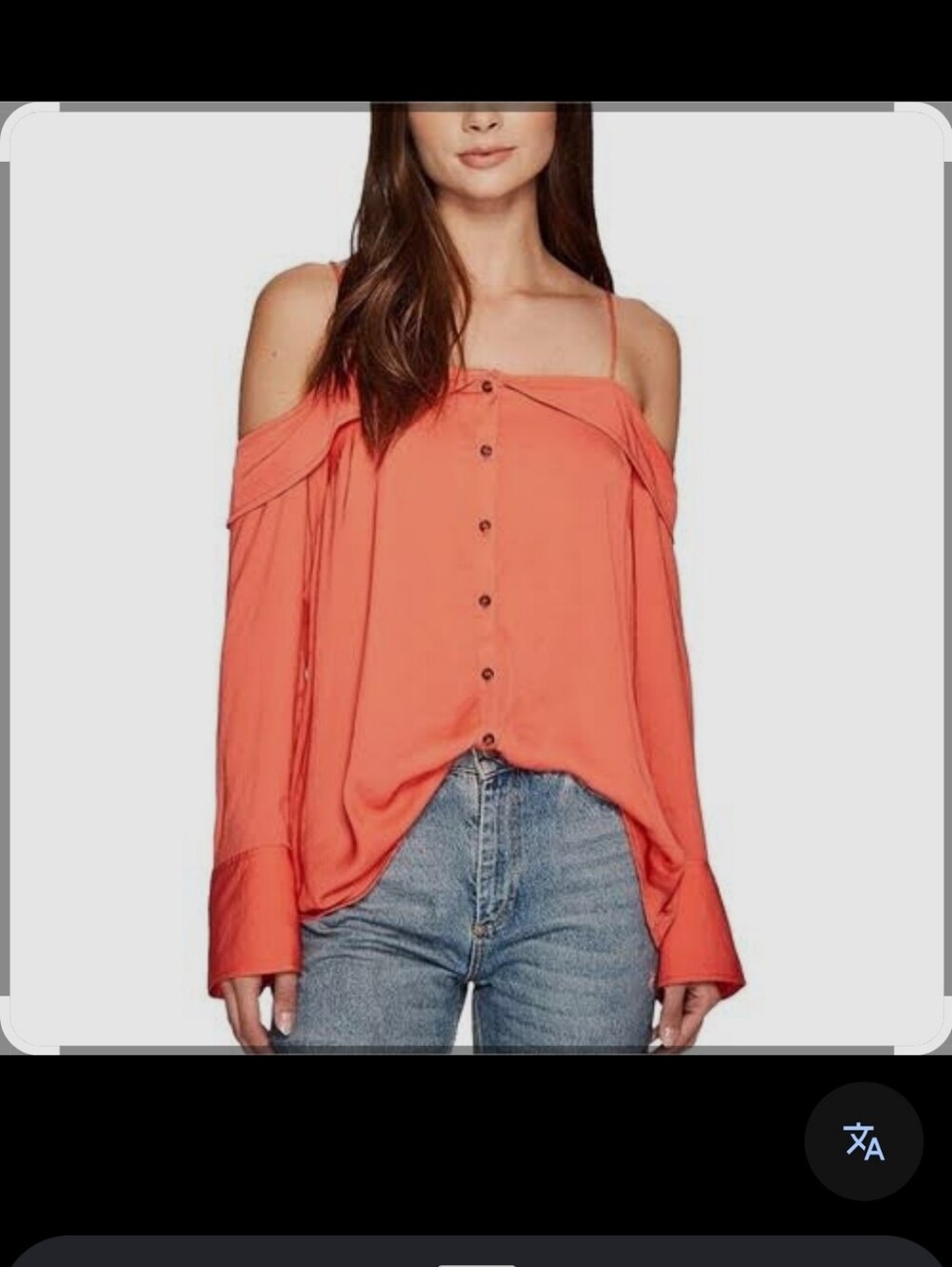 Free People Coral Off-Shoulder Button-Front Blouse